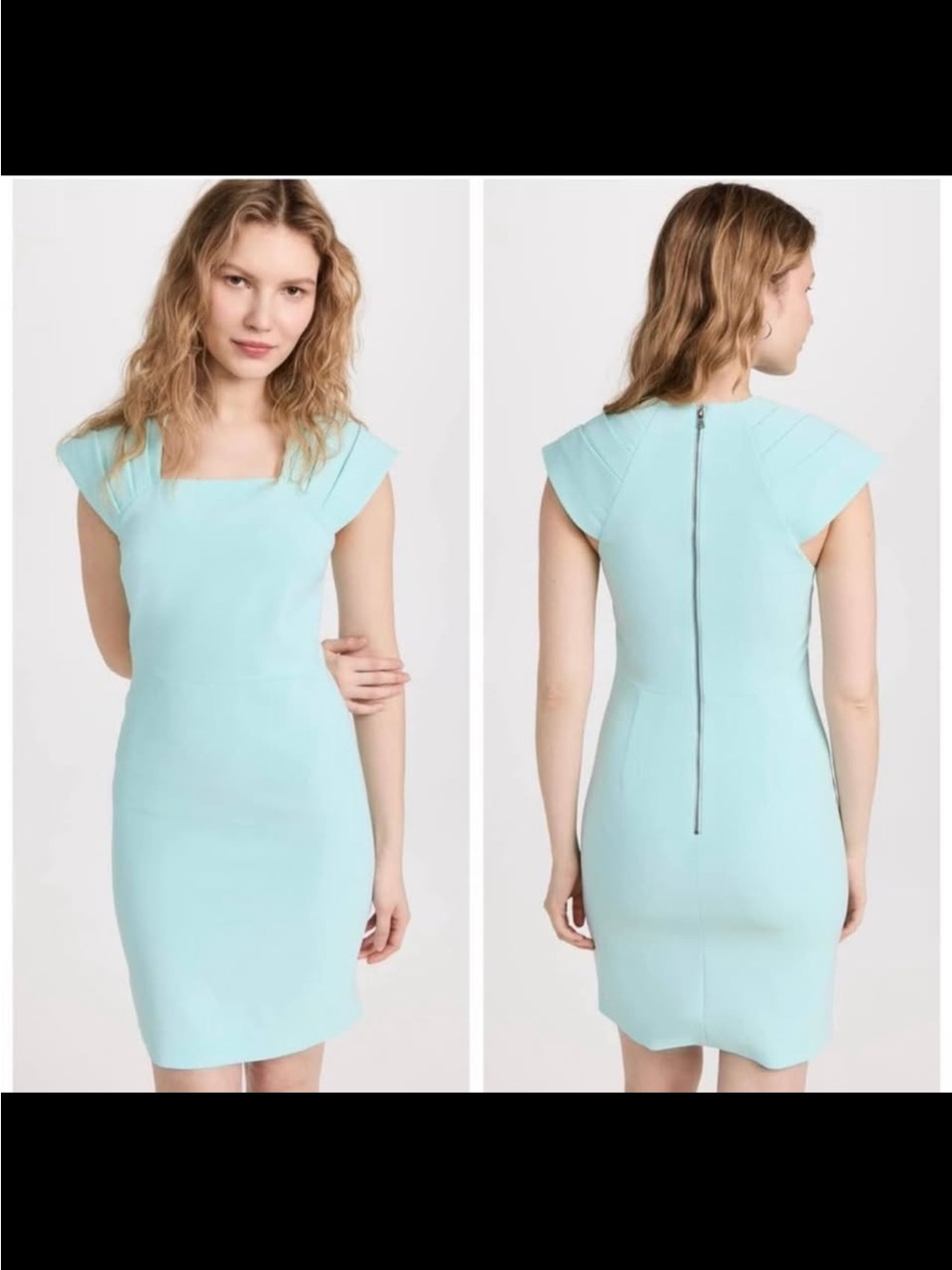 Alice + Olivia Mint Aqua Cap-Sleeve Sheath Dress